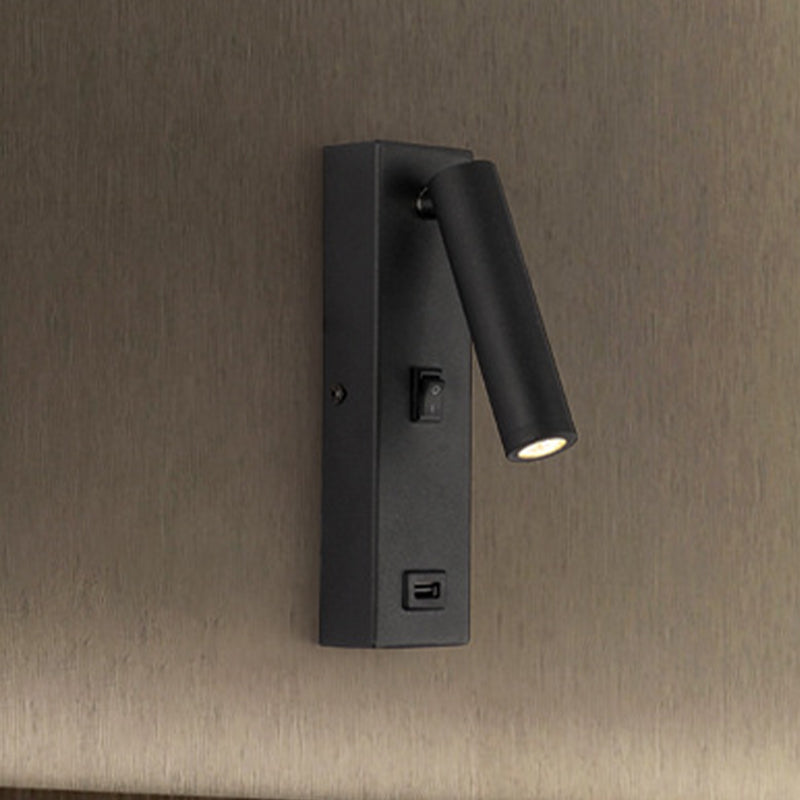 Skørter | USB Rechargeable Tube Wall Light Simple Metal Integrated LED Black/White Wall Lighting, Warm/White Light
