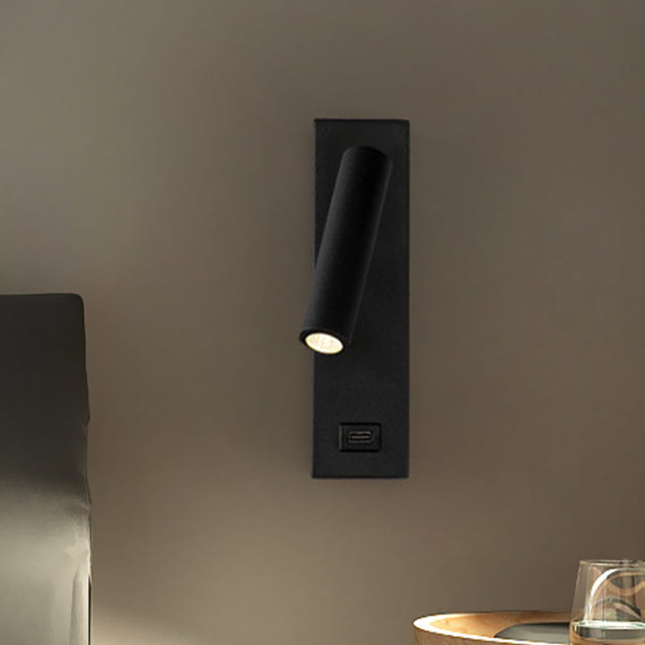 Skørter | USB Rechargeable Tube Wall Light Simple Metal Integrated LED Black/White Wall Lighting, Warm/White Light