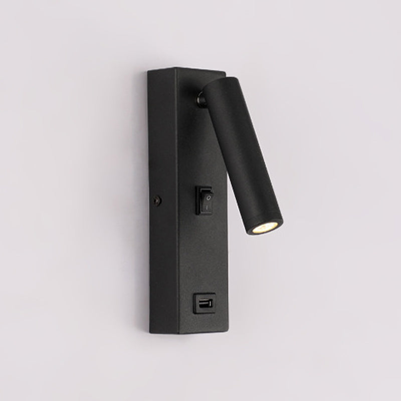 Skørter | USB Rechargeable Tube Wall Light Simple Metal Integrated LED Black/White Wall Lighting, Warm/White Light