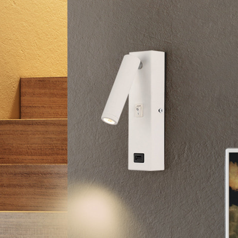 Skørter | USB Rechargeable Tube Wall Light Simple Metal Integrated LED Black/White Wall Lighting, Warm/White Light