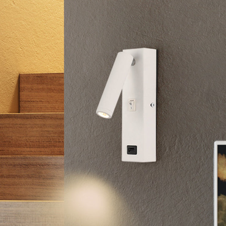 Skørter | USB Rechargeable Tube Wall Light Simple Metal Integrated LED Black/White Wall Lighting, Warm/White Light