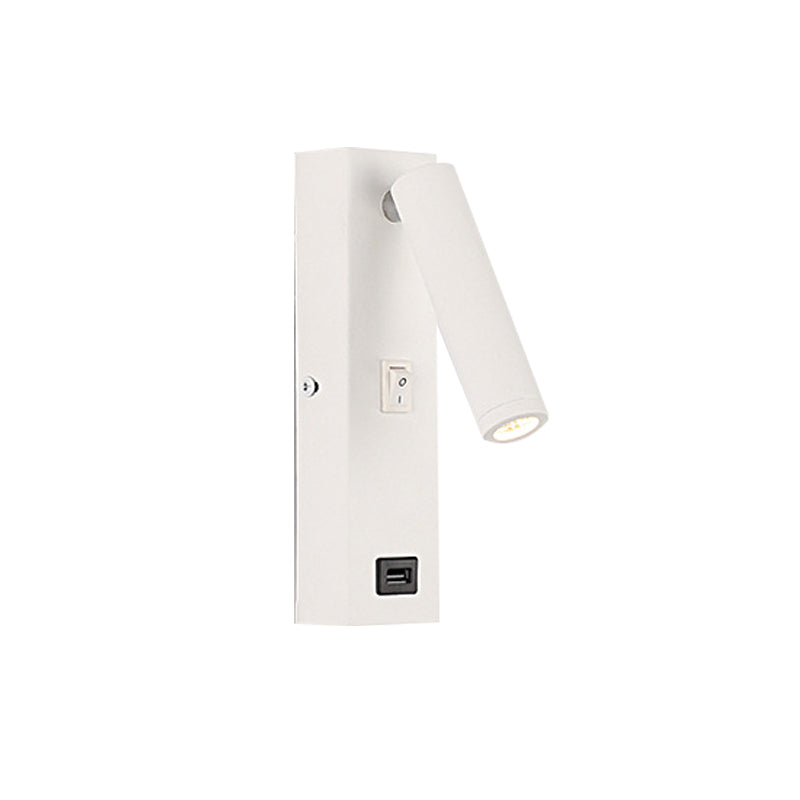 Skørter | USB Rechargeable Tube Wall Light Simple Metal Integrated LED Black/White Wall Lighting, Warm/White Light