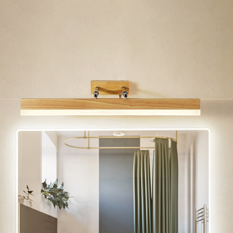 Skørter | Linear Vanity Light Contemporary Wood Led Beige Wall Mounted Vanity Lamp in White/Warm Light, 16"/23.5"/31.5" Wide