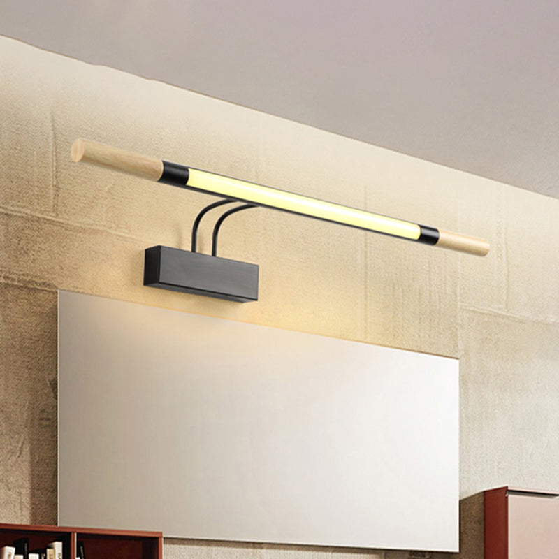Skørter | Linear Vanity Lighting Modern LED Wood Vanity Wall Lamp with Curved White/Black Arm in White/Warm Light