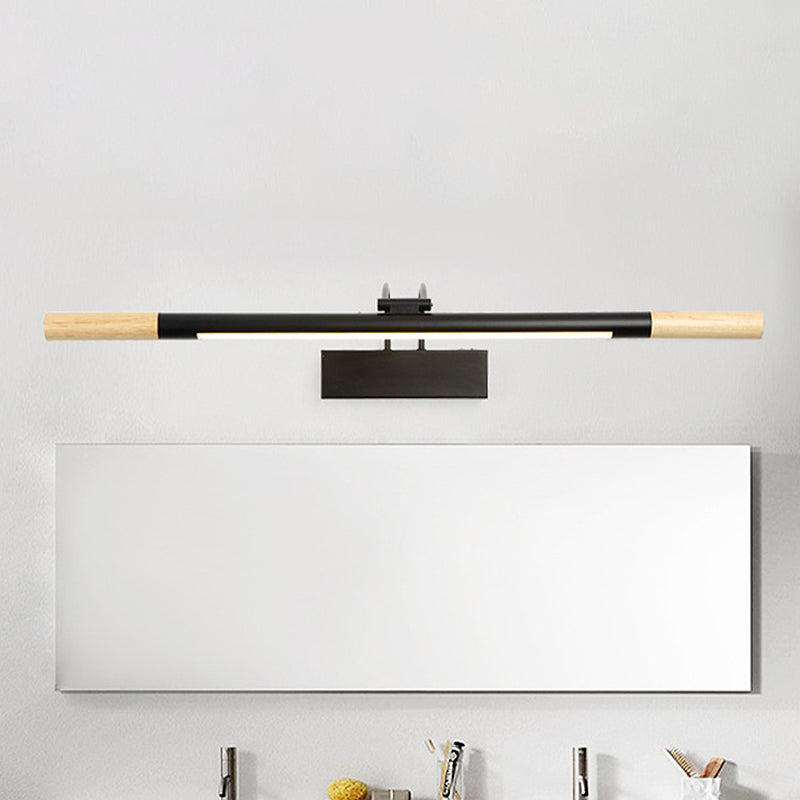 Skørter | Linear Vanity Lighting Modern LED Wood Vanity Wall Lamp with Curved White/Black Arm in White/Warm Light