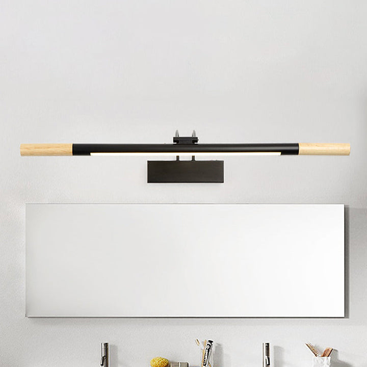 Skørter | Linear Vanity Lighting Modern LED Wood Vanity Wall Lamp with Curved White/Black Arm in White/Warm Light