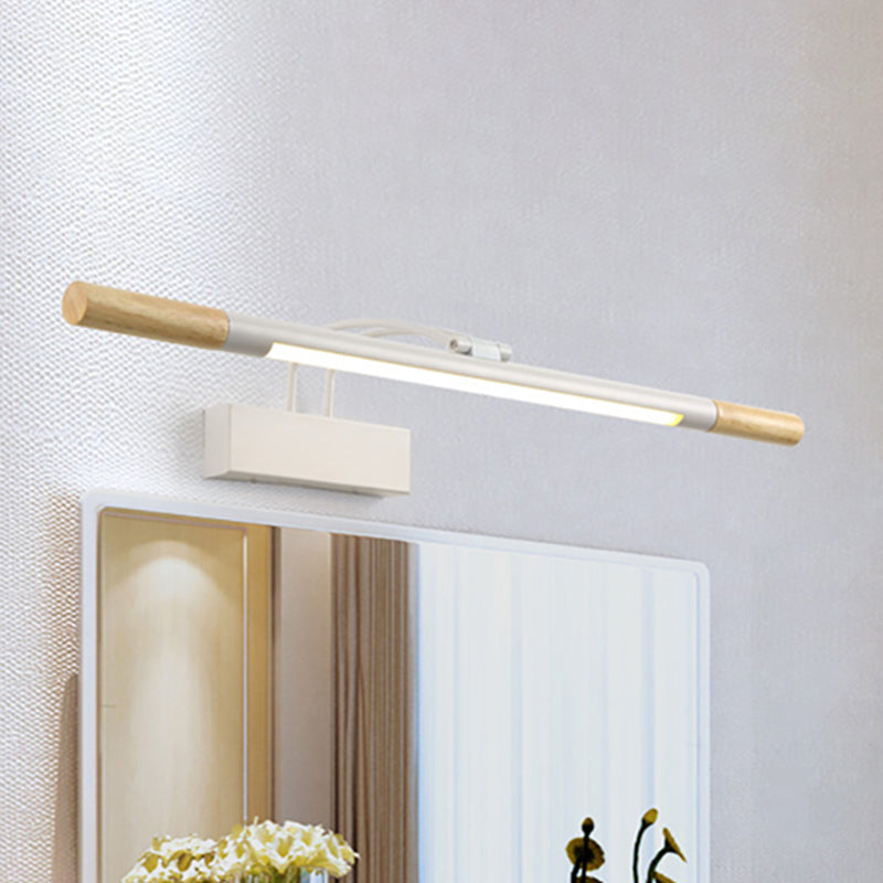 Skørter | Linear Vanity Lighting Modern LED Wood Vanity Wall Lamp with Curved White/Black Arm in White/Warm Light