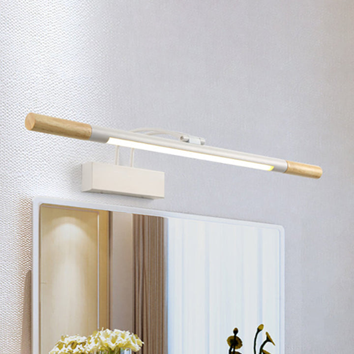 Skørter | Linear Vanity Lighting Modern LED Wood Vanity Wall Lamp with Curved White/Black Arm in White/Warm Light