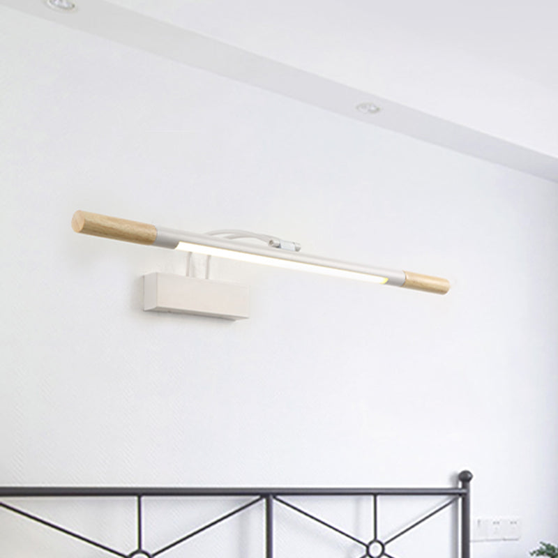 Skørter | Linear Vanity Lighting Modern LED Wood Vanity Wall Lamp with Curved White/Black Arm in White/Warm Light