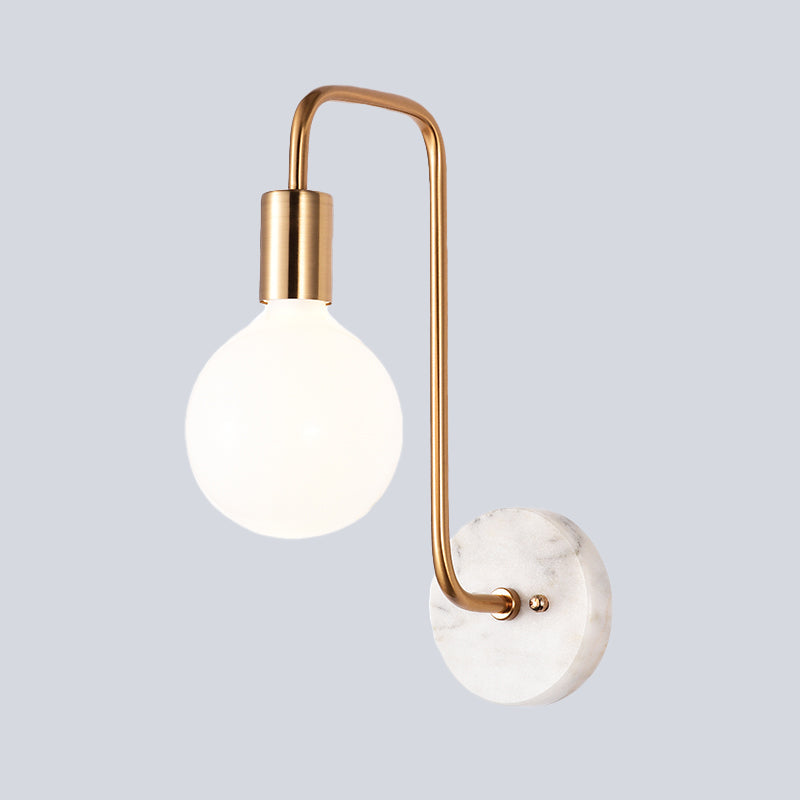 Lisslune | Gold Sphere Wall Light Modernism 1-Arm Cream Glass Wall Mounted Lamp with Right Angle Arm