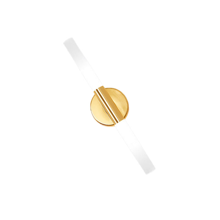 Lisslune | Minimalist Slim Tubular Wall Lamp White Glass LED Corner Wall Lighting Fixture in Brass