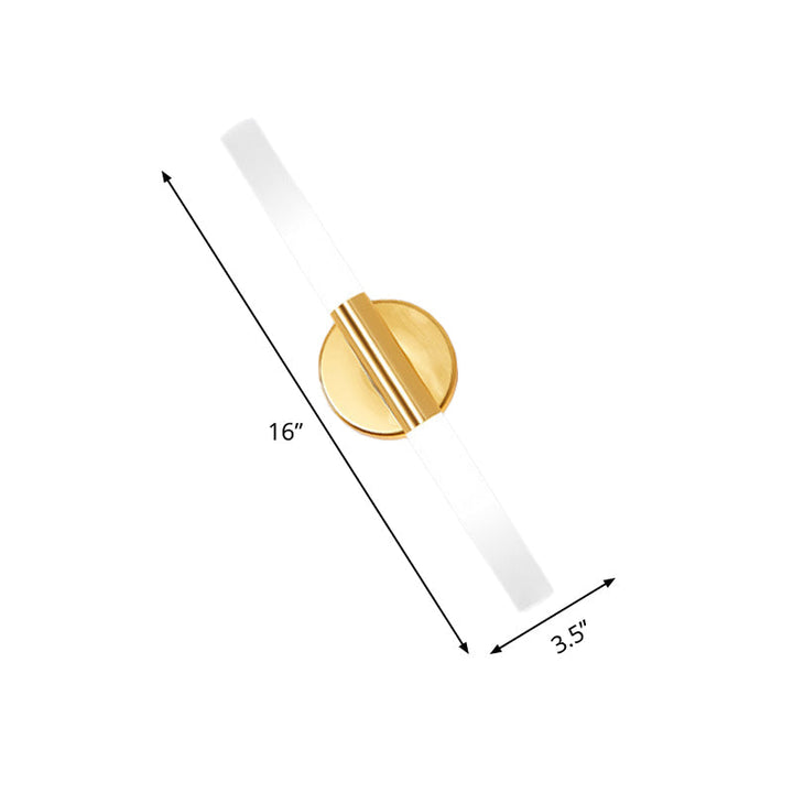 Lisslune | Minimalist Slim Tubular Wall Lamp White Glass LED Corner Wall Lighting Fixture in Brass