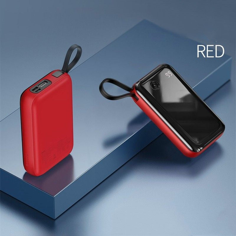Lisslune | 10000mAh Power Bank with Built-in Cable & 3 Outputs, for Phone & Tablet