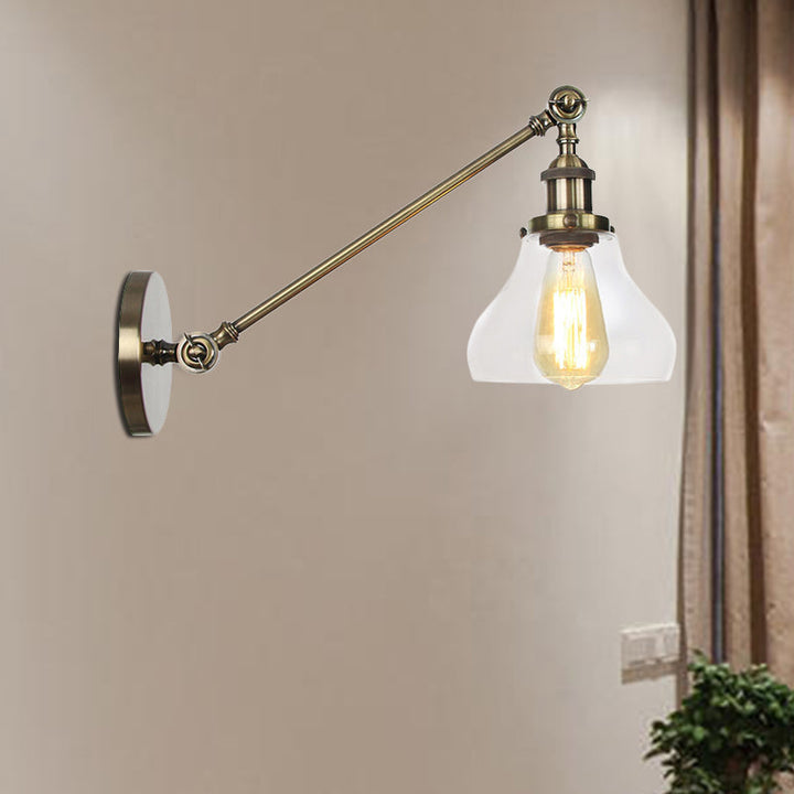 Lisslune | 1 Light Indoor Lighting Fixture Farmhouse Black/Bronze/Brass Wall Lamp with Pear Clear Glass Shade, 8"/12" L Arm