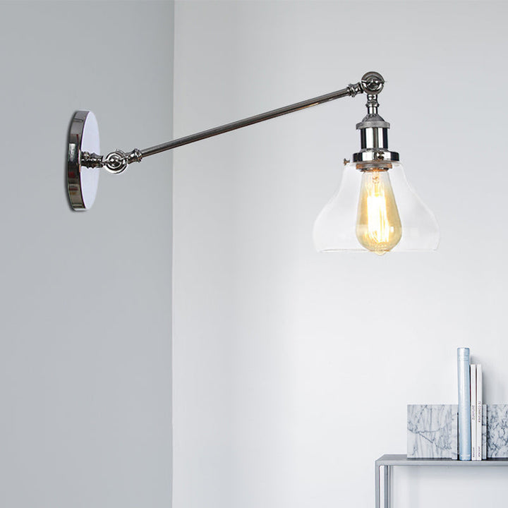 Lisslune | 1 Light Indoor Lighting Fixture Farmhouse Black/Bronze/Brass Wall Lamp with Pear Clear Glass Shade, 8"/12" L Arm