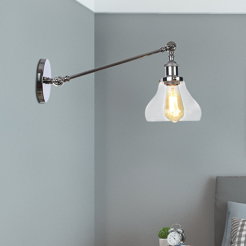 Lisslune | 1 Light Indoor Lighting Fixture Farmhouse Black/Bronze/Brass Wall Lamp with Pear Clear Glass Shade, 8"/12" L Arm