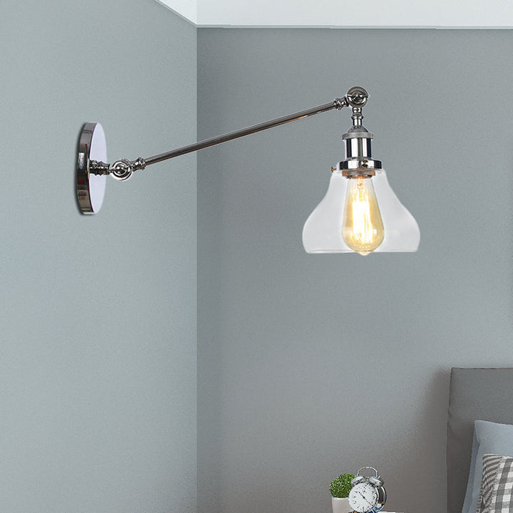 Lisslune | 1 Light Indoor Lighting Fixture Farmhouse Black/Bronze/Brass Wall Lamp with Pear Clear Glass Shade, 8"/12" L Arm
