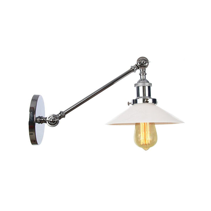 Lisslune | Industrial Conical Wall Lamp 1 Light Opal Glass Wall Lamp in Black/Copper/Brass with Arm, 8"/12" L