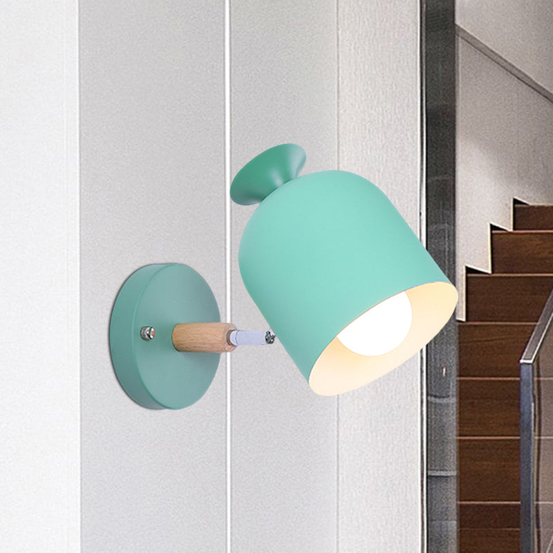 Skørter | Cup Shade Adult Bedroom Wall Lamp Rotatable Metal One Light Macaron Loft Wall Lamp