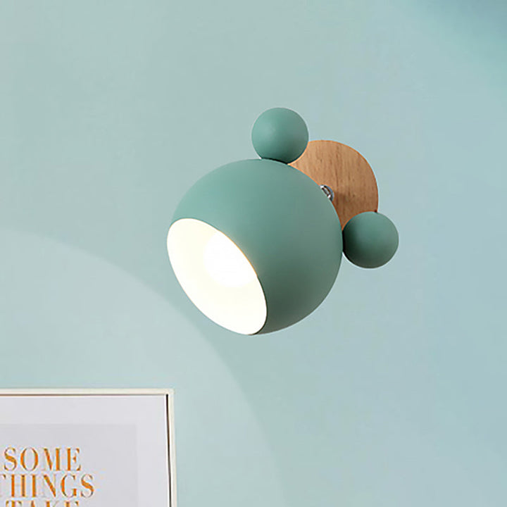 Skørter | Nordic Style Globe Wall Light Wood & Metal 1 Lamp Wall Light for Restaurant Corridor
