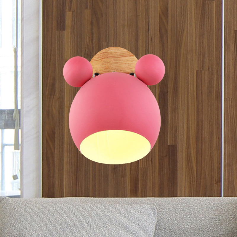 Skørter | Nordic Style Globe Wall Light Wood & Metal 1 Lamp Wall Light for Restaurant Corridor