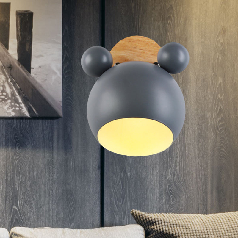 Skørter | Nordic Style Globe Wall Light Wood & Metal 1 Lamp Wall Light for Restaurant Corridor