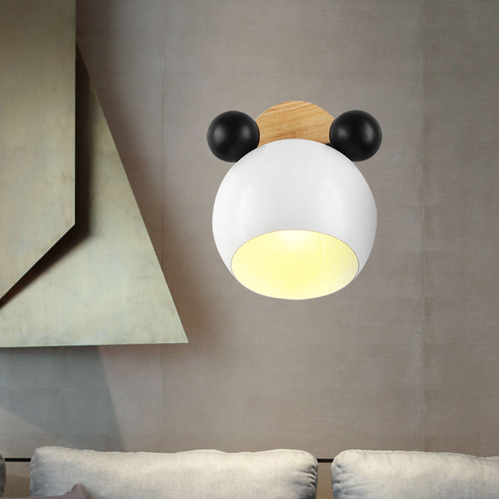Skørter | Nordic Style Globe Wall Light Wood & Metal 1 Lamp Wall Light for Restaurant Corridor