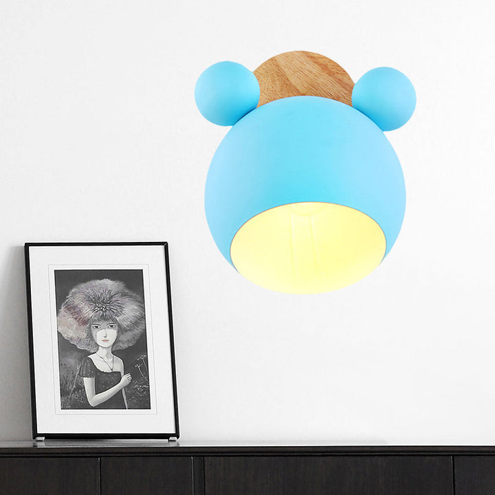 Skørter | Nordic Style Globe Wall Light Wood & Metal 1 Lamp Wall Light for Restaurant Corridor