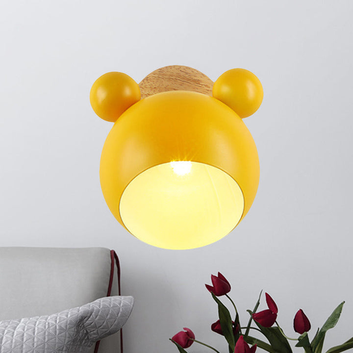 Skørter | Nordic Style Globe Wall Light Wood & Metal 1 Lamp Wall Light for Restaurant Corridor