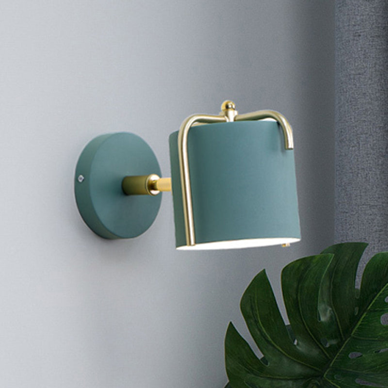 Skørter | Metal Cylinder Wall Lamp Rotatable One Lamp Macaron Loft Wall Lamp for Bedroom Mirror