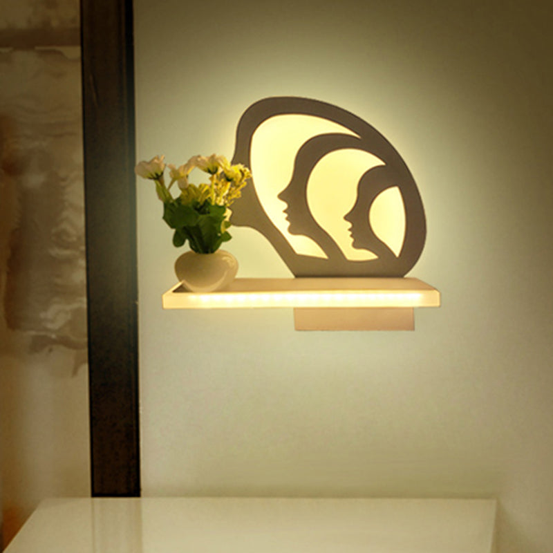 Skørter | Restaurant Café Wall Light with Shelf Acrylic Modern Creative Wall Light in White