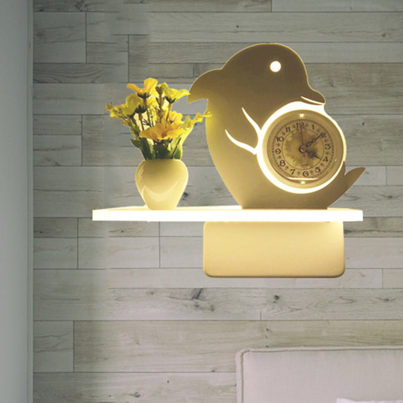 Skørter | Restaurant Café Wall Light with Shelf Acrylic Modern Creative Wall Light in White