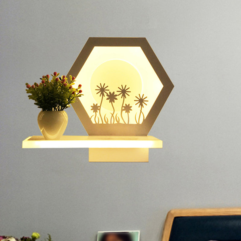 Skørter | Restaurant Café Wall Light with Shelf Acrylic Modern Creative Wall Light in White