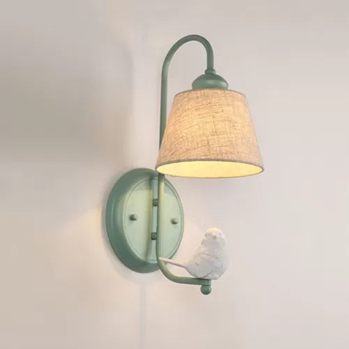 Skørter | Fabric tapered shadow wall lamp dining room 1 main macaron style wall lamp with vibrant decoration