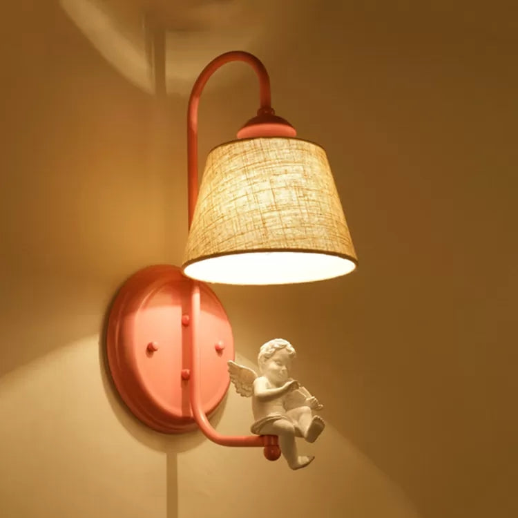 Skørter | Fabric tapered shadow wall lamp dining room 1 main macaron style wall lamp with vibrant decoration