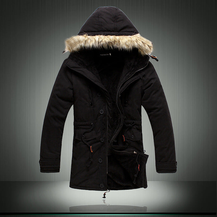 Men's padded parka jacket with detachable fur collar Lisslune