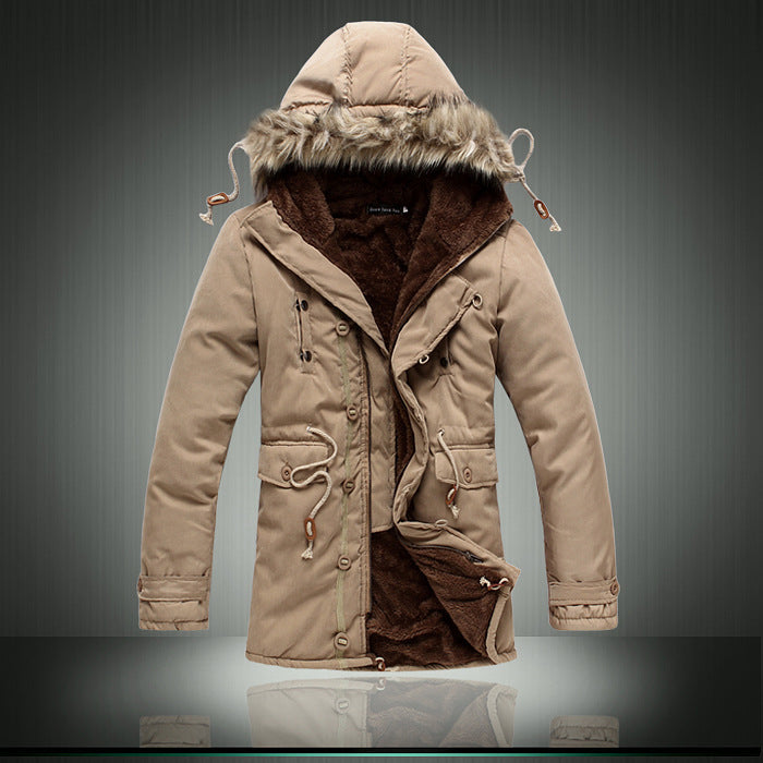 Men's padded parka jacket with detachable fur collar Lisslune