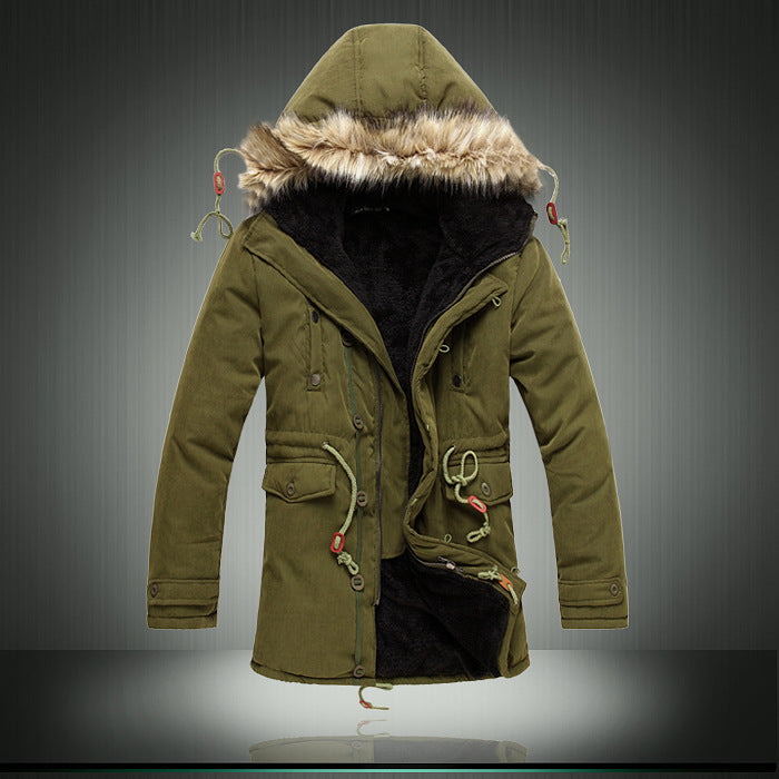 Men's padded parka jacket with detachable fur collar Lisslune