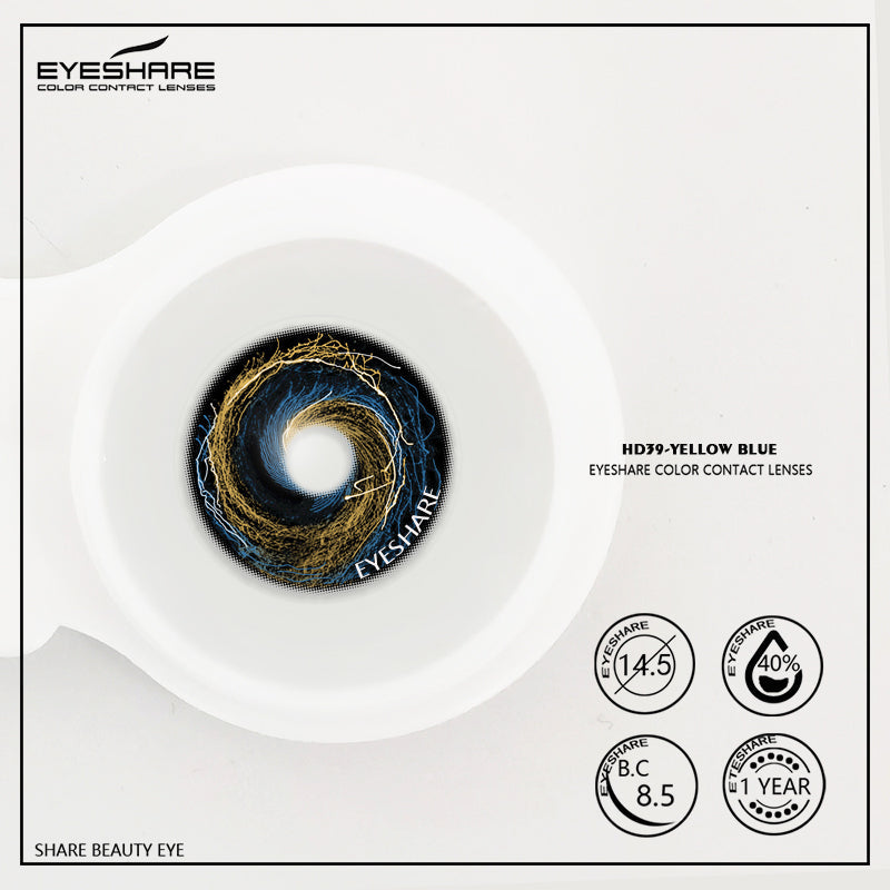 Rynx Cosplay HD39 Yellow Blue 14.5mm 1 Pair | 1 Year