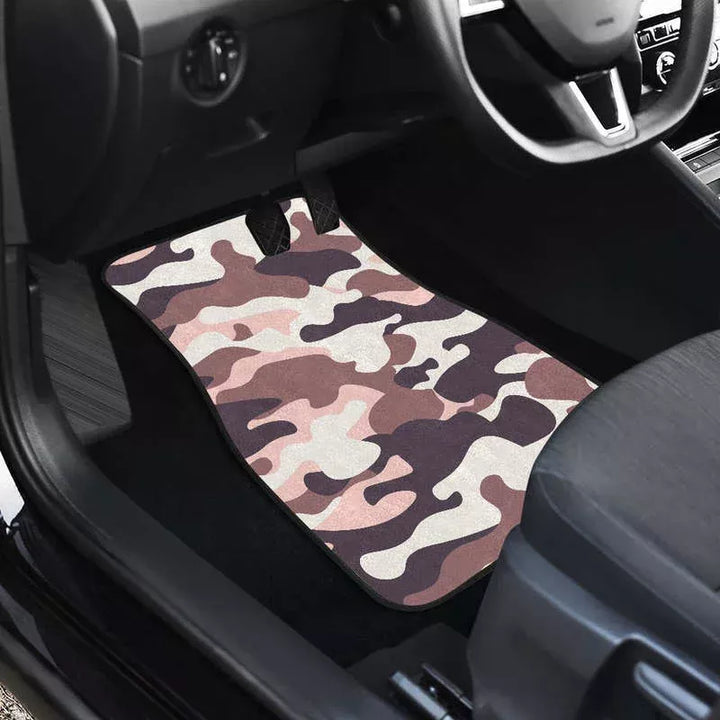 Lisslune | Chic Pink & Brown Camo Car Mats