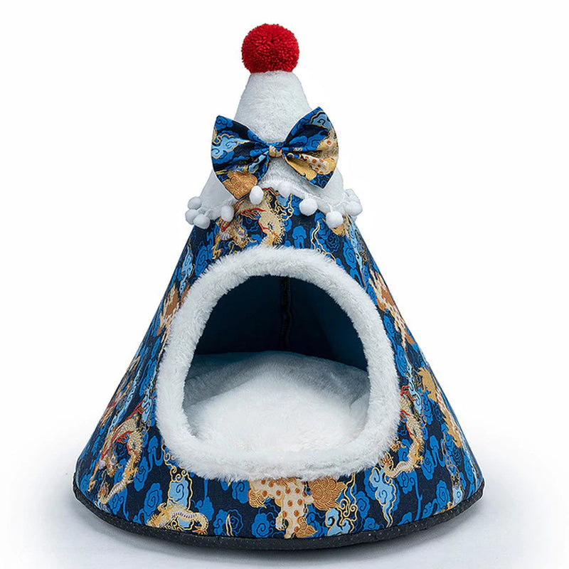 Lisslune | Cat Bed House Christmas Tree Shape Puppy Accommodation Washable Cat Mat Kitten Cave Winter Warm Pet Beds for Cats Dogs Pet Accessories