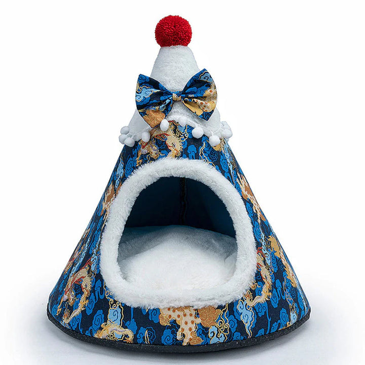 Lisslune | Cat Bed House Christmas Tree Shape Puppy Accommodation Washable Cat Mat Kitten Cave Winter Warm Pet Beds for Cats Dogs Pet Accessories