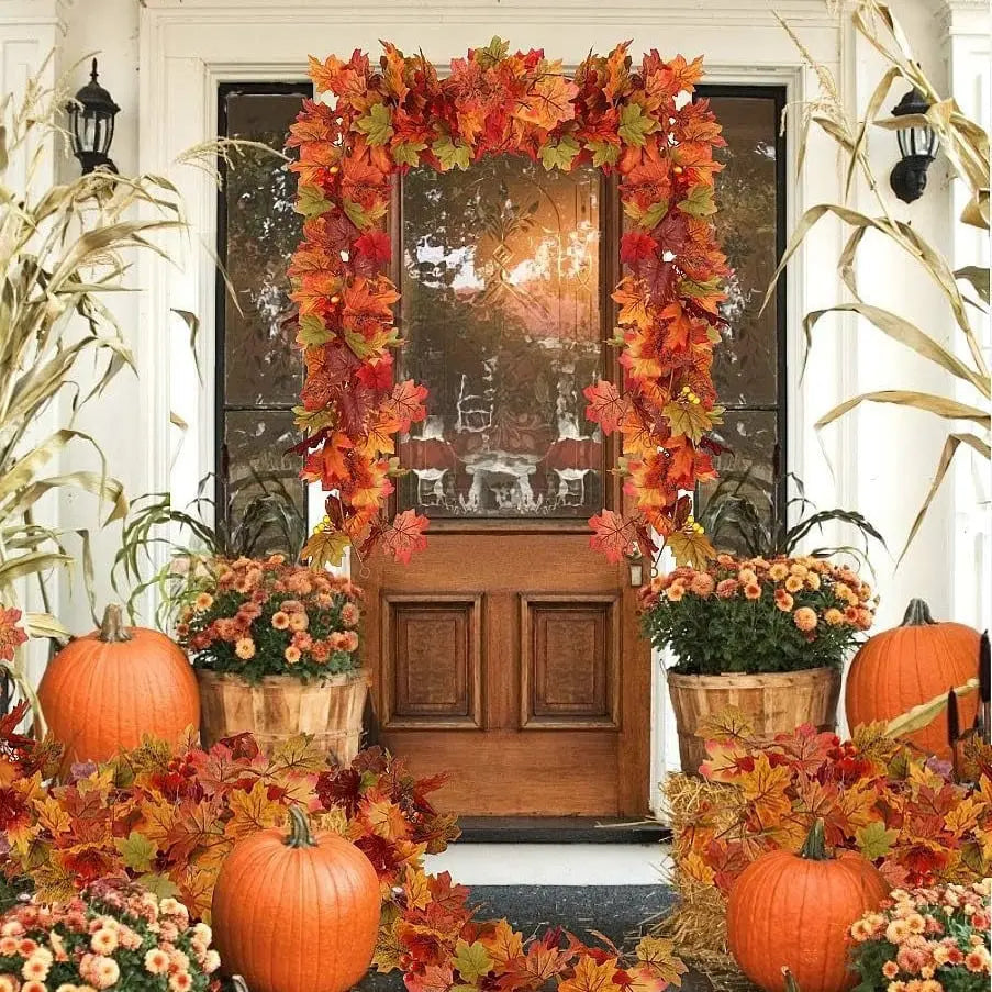Lisslune | Halloween Autumn Wreath – Handmade Door Wreath with Pumpkins and Eucalyptus
