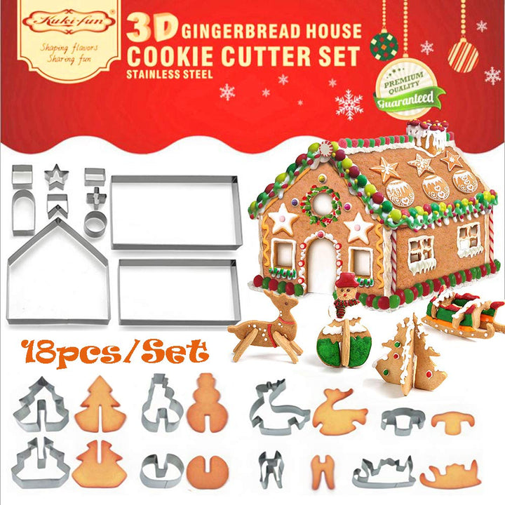 Lisslune | Christmas Stainless Steel 3D Cookie Mold (18pcs)