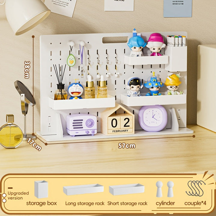 Lisslune | Ein Set aus bohrlosem Nagelbrett-Lagerset (einschließlich Zubehör) Multifunktionaler Desktop-Organizer, geeignet für Schlafsaal, Büroaufbewahrung, einfach zu installieren Hochwertige PVC-Holz-Kunststoff-Platte, praktisches Regal, Loc