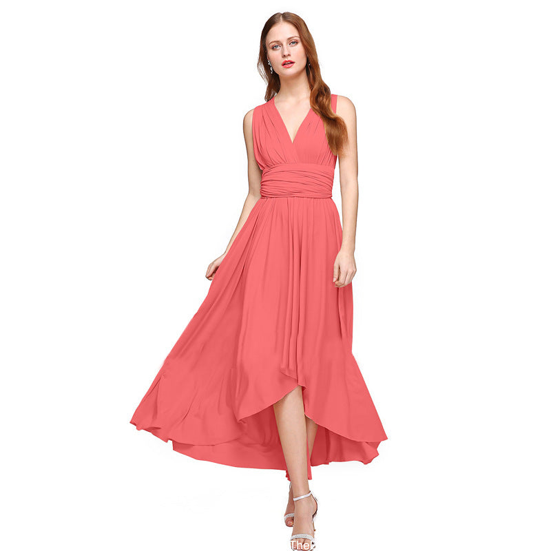 Women's maxi dress with flowing A-line cut and deep V-neck