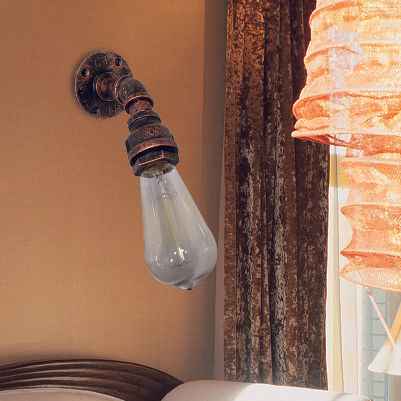 Lisslune | Water pipe Metal Wall lighting Vintage 1 Light Stair wall mounting Lamp Wall lamp in Rust