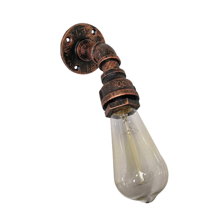 Lisslune | Water pipe Metal Wall lighting Vintage 1 Light Stair wall mounting Lamp Wall lamp in Rust
