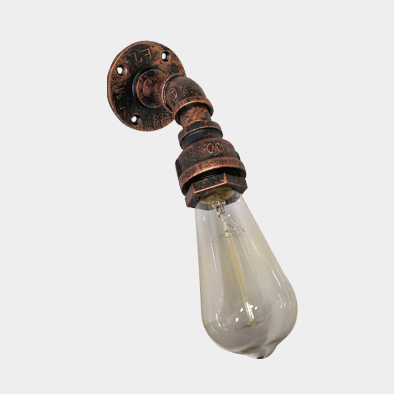Lisslune | Water pipe Metal Wall lighting Vintage 1 Light Stair wall mounting Lamp Wall lamp in Rust
