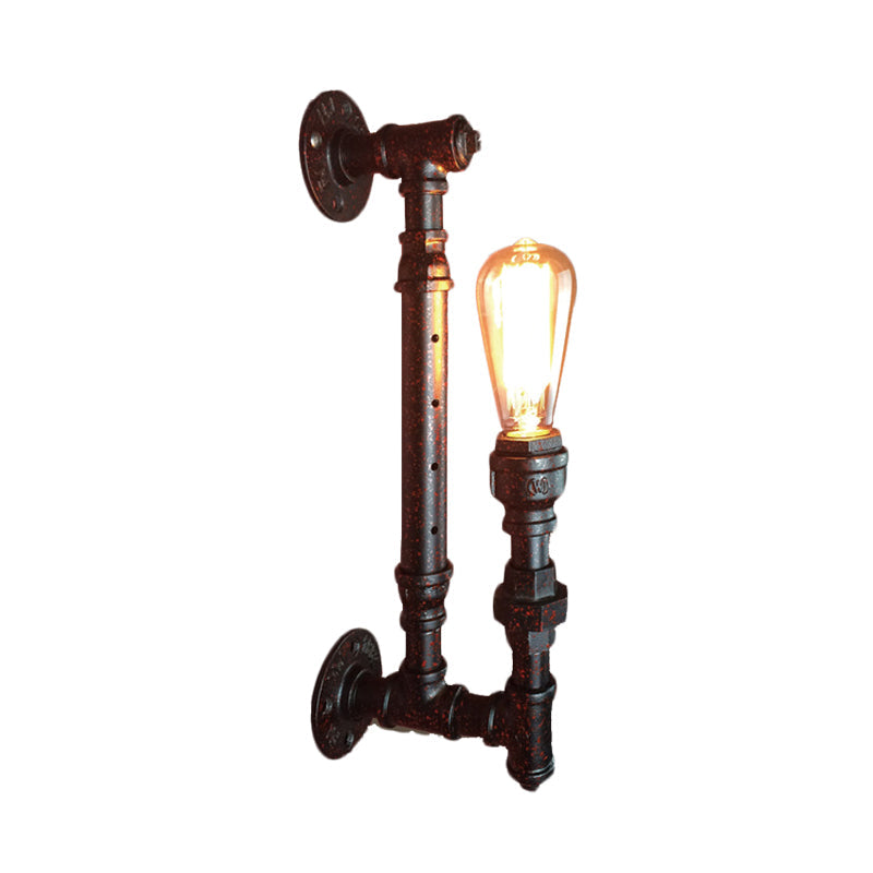Lisslune | Black Finish 1-Light Wall Lamp Fixture Industrial Iron Pencil Pipe Wall Lamp for Bar